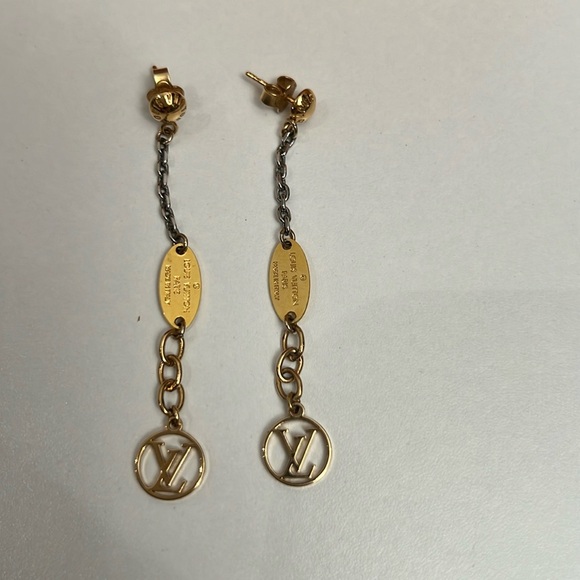 Louis Vuitton Gold Silver Earrings 2.5” - Picture 3 of 5